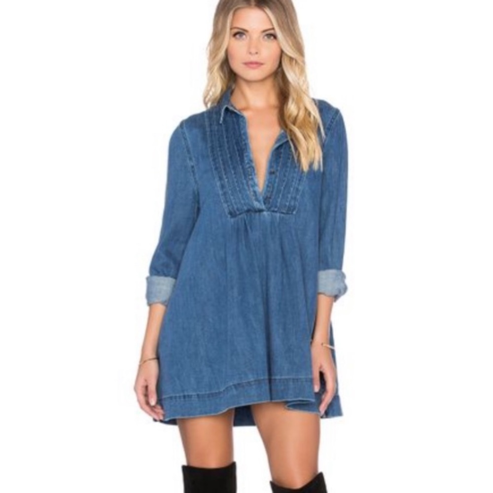 Free People Denim Babydoll Dress